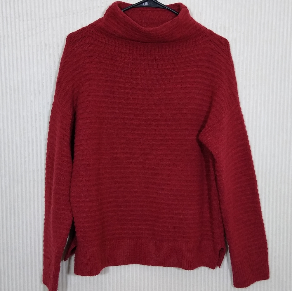 Madewell Red Mockneck Ribbed Sweater, Size M
